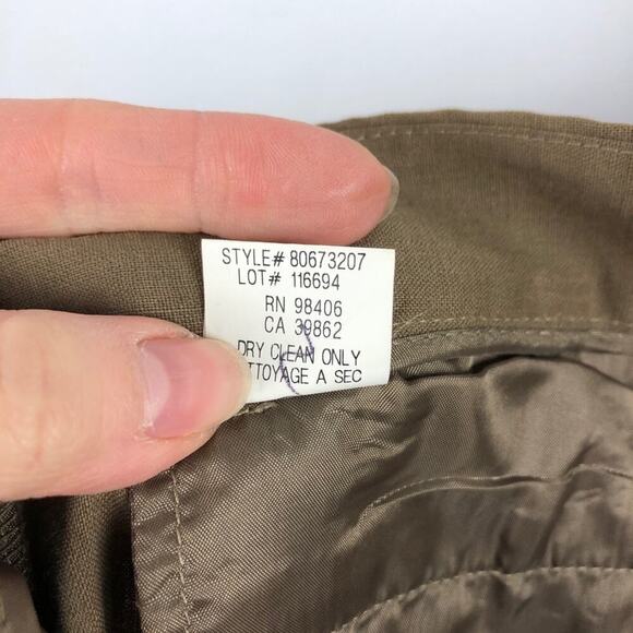 THEORY Tan Linen Wool Wide Leg Emory Trouser Pants Relaxed fit Size 4 - Picture 14 of 15